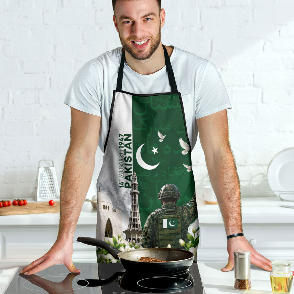 Pakistan Independence Day Apron Patriotic Soldier Heritage Landmarks And Jasmine