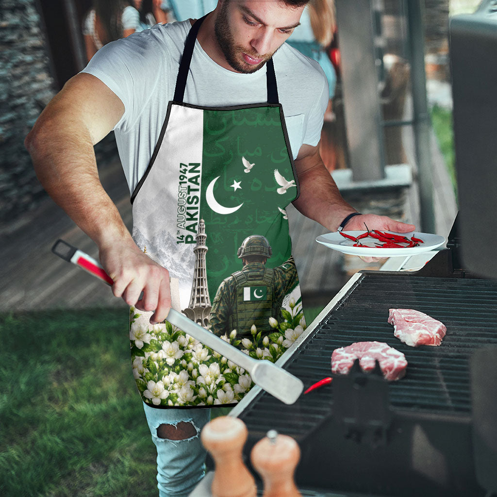Pakistan Independence Day Apron Patriotic Soldier Heritage Landmarks And Jasmine