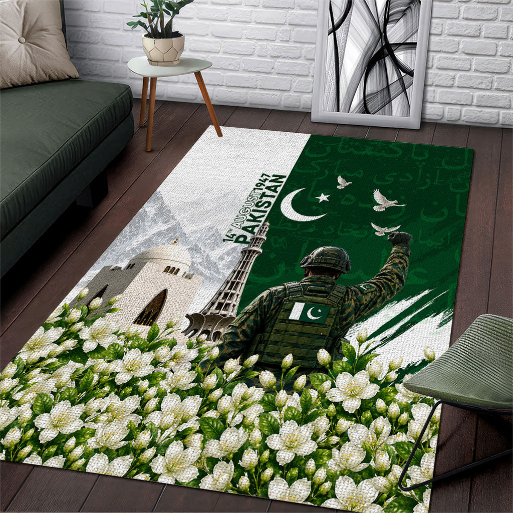 Pakistan Independence Day Area Rug Patriotic Soldier Heritage Landmarks And Jasmine
