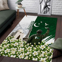 Pakistan Independence Day Area Rug Patriotic Soldier Heritage Landmarks And Jasmine