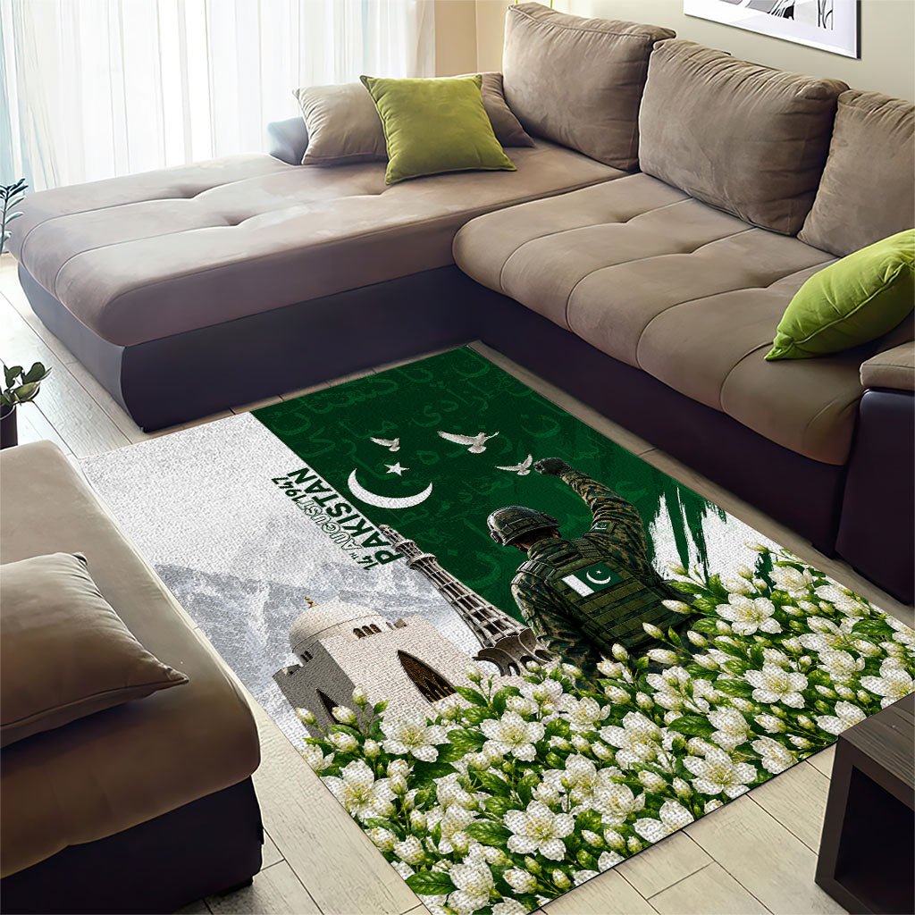 Pakistan Independence Day Area Rug Patriotic Soldier Heritage Landmarks And Jasmine