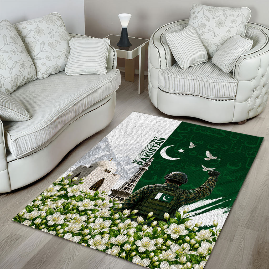 Pakistan Independence Day Area Rug Patriotic Soldier Heritage Landmarks And Jasmine