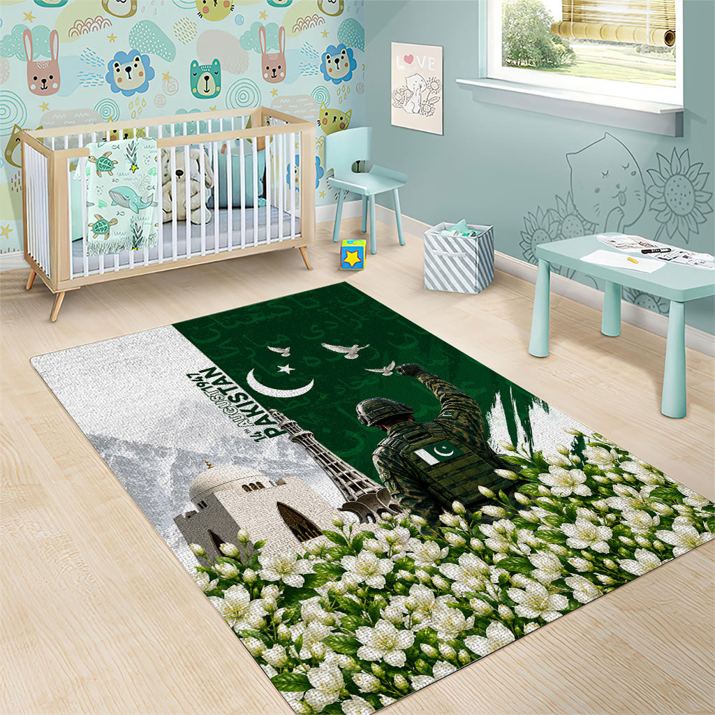Pakistan Independence Day Area Rug Patriotic Soldier Heritage Landmarks And Jasmine