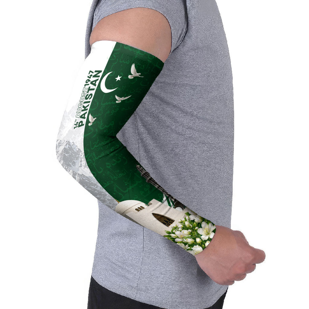 Pakistan Independence Day Arm Sleeves Patriotic Soldier Heritage Landmarks And Jasmine