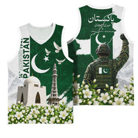 Pakistan Independence Day Basketball Jersey Patriotic Soldier Heritage Landmarks And Jasmine