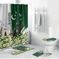 Pakistan Independence Day Bathroom Set Patriotic Soldier Heritage Landmarks And Jasmine