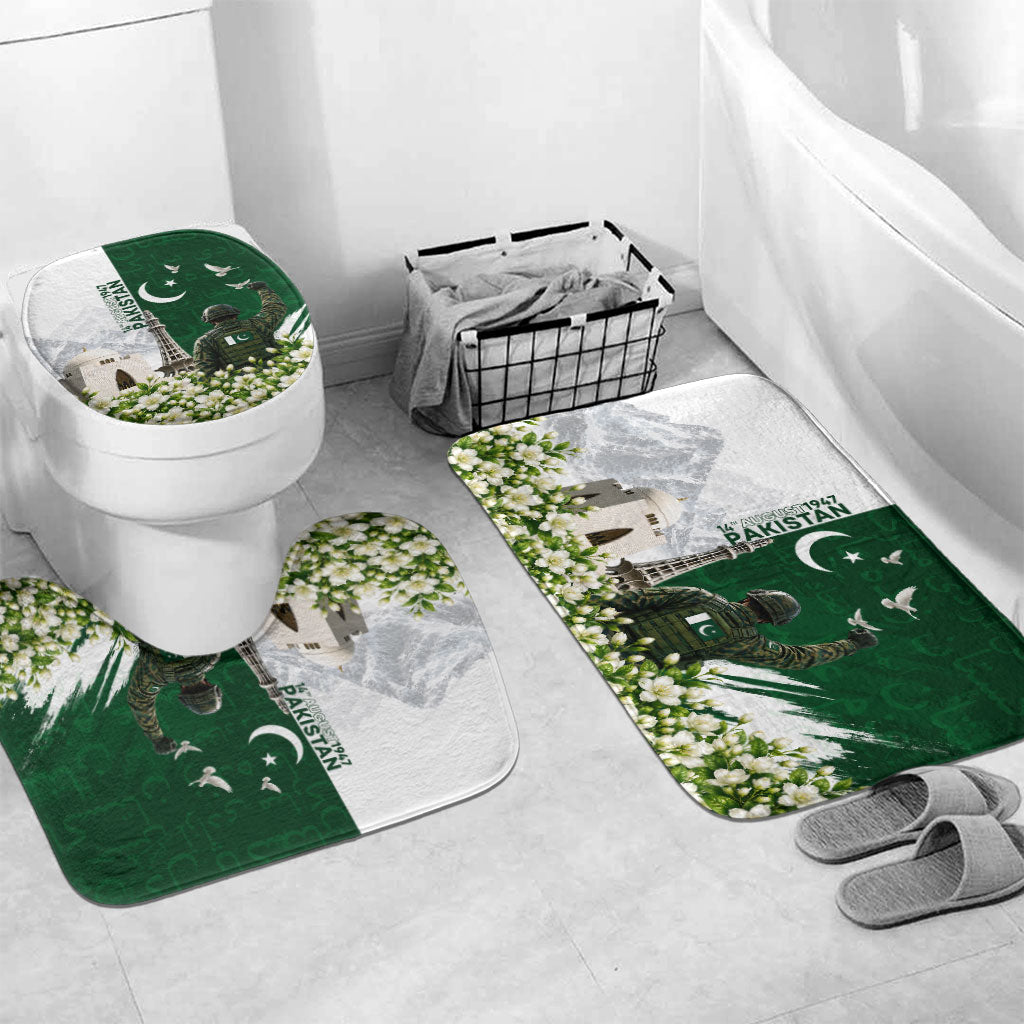 Pakistan Independence Day Bathroom Set Patriotic Soldier Heritage Landmarks And Jasmine