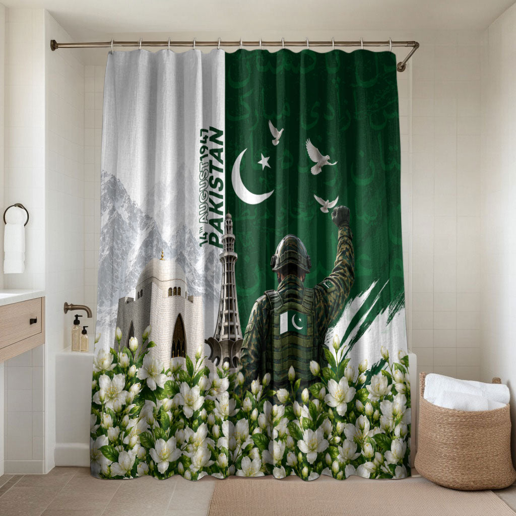 Pakistan Independence Day Bathroom Set Patriotic Soldier Heritage Landmarks And Jasmine