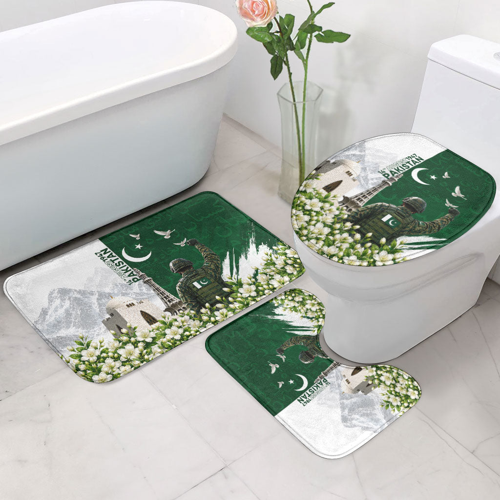 Pakistan Independence Day Bathroom Set Patriotic Soldier Heritage Landmarks And Jasmine