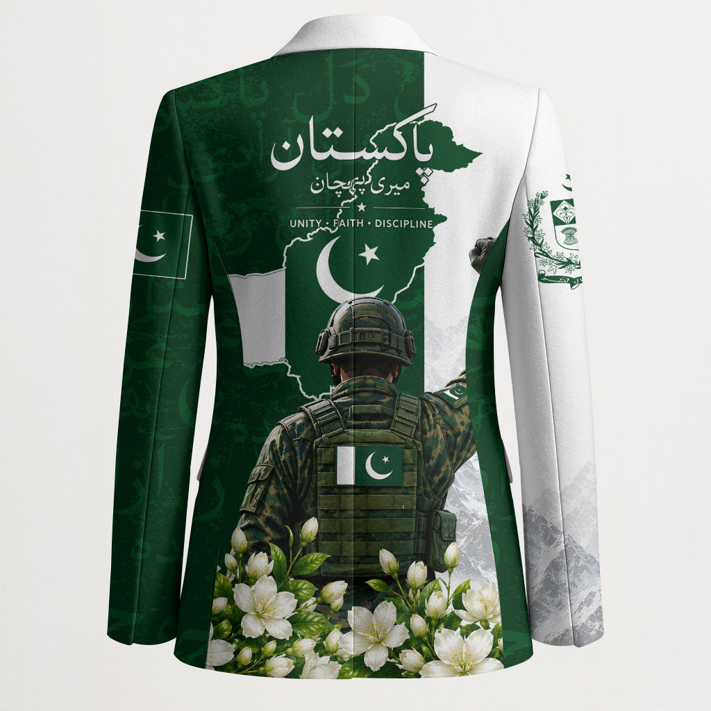 Pakistan Independence Day Blazer Patriotic Soldier Heritage Landmarks And Jasmine