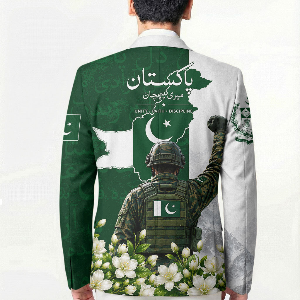 Pakistan Independence Day Blazer Patriotic Soldier Heritage Landmarks And Jasmine