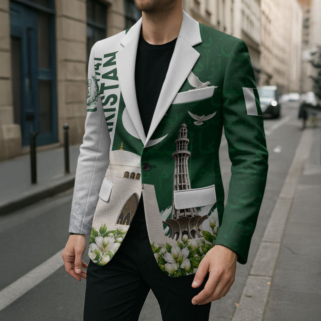 Pakistan Independence Day Blazer Patriotic Soldier Heritage Landmarks And Jasmine