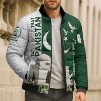 Pakistan Independence Day Bomber Puffer Jacket Patriotic Soldier Heritage Landmarks And Jasmine
