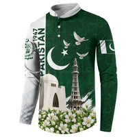 Pakistan Independence Day Button Sweatshirt Patriotic Soldier Heritage Landmarks And Jasmine