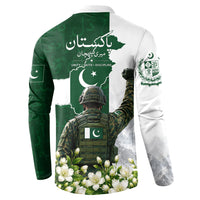 Pakistan Independence Day Button Sweatshirt Patriotic Soldier Heritage Landmarks And Jasmine