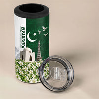 Pakistan Independence Day 4 in 1 Can Cooler Tumbler Patriotic Soldier Heritage Landmarks And Jasmine