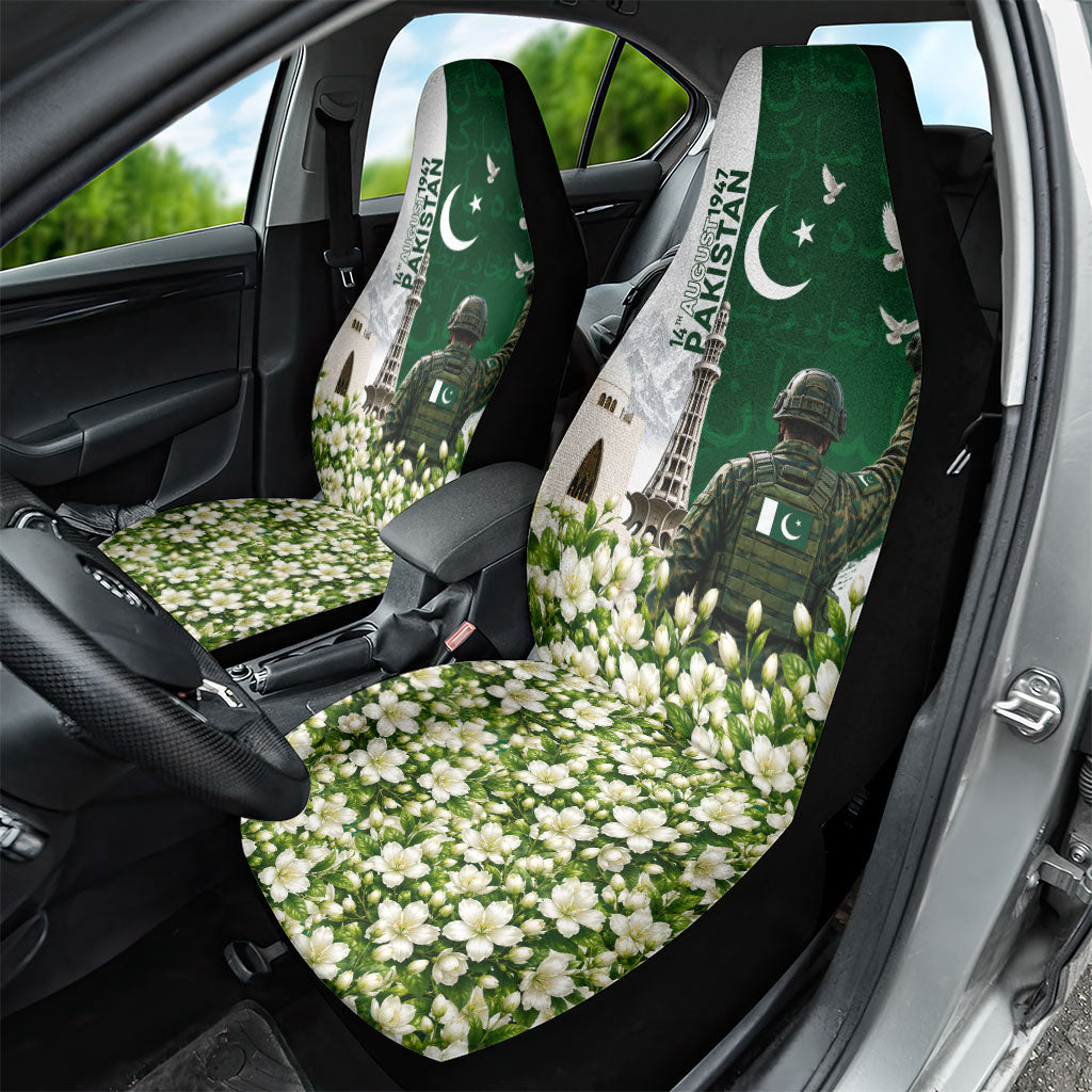 Pakistan Independence Day Car Seat Cover Patriotic Soldier Heritage Landmarks And Jasmine