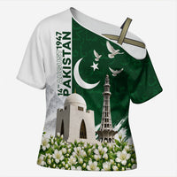 Pakistan Independence Day Cross Shoulder Shirt Patriotic Soldier Heritage Landmarks And Jasmine