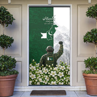 Pakistan Independence Day Door Cover Patriotic Soldier Heritage Landmarks And Jasmine
