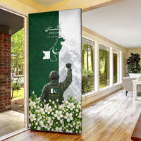 Pakistan Independence Day Door Cover Patriotic Soldier Heritage Landmarks And Jasmine