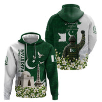 Pakistan Independence Day Hoodie Patriotic Soldier Heritage Landmarks And Jasmine