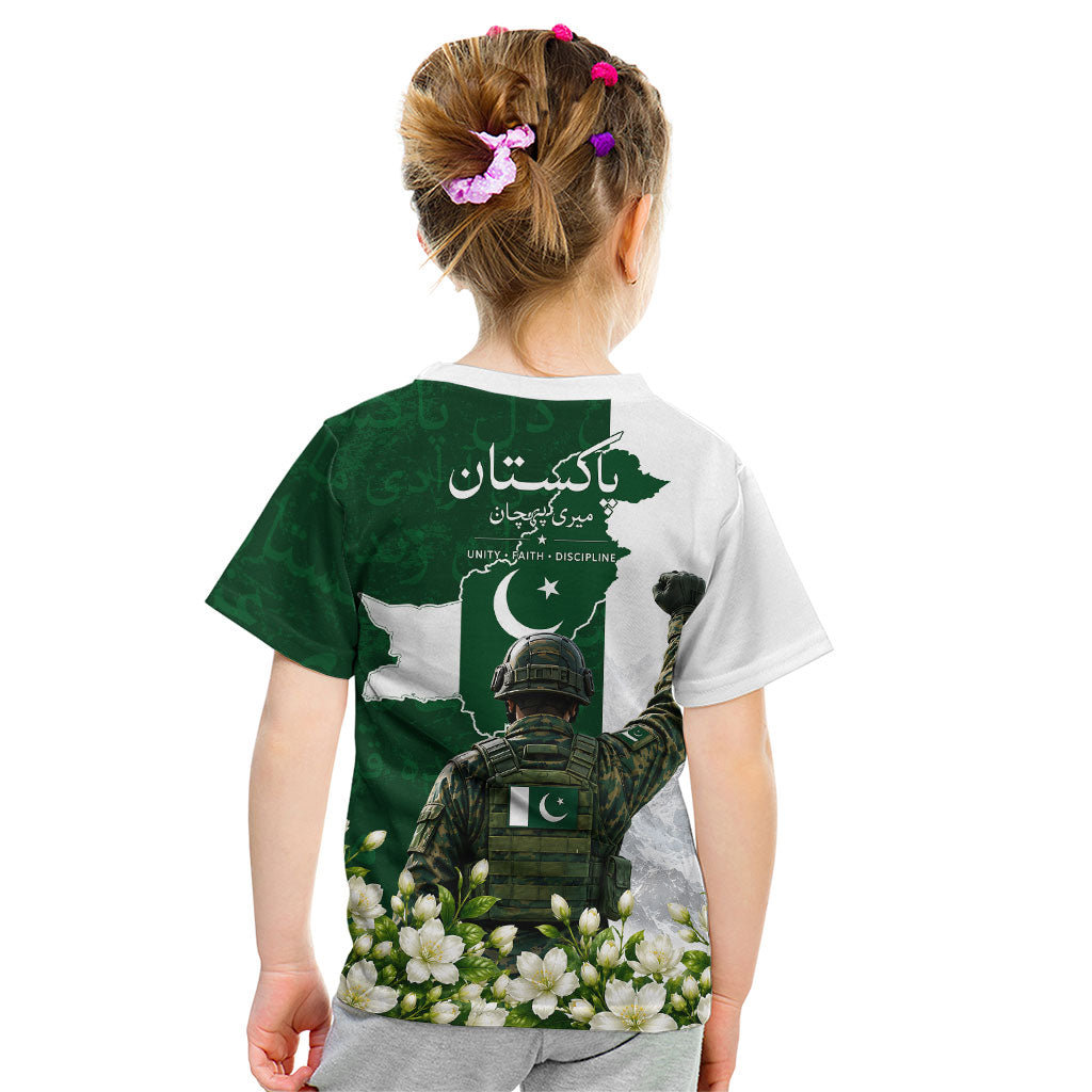 Pakistan Independence Day Kid T Shirt Patriotic Soldier Heritage Landmarks And Jasmine