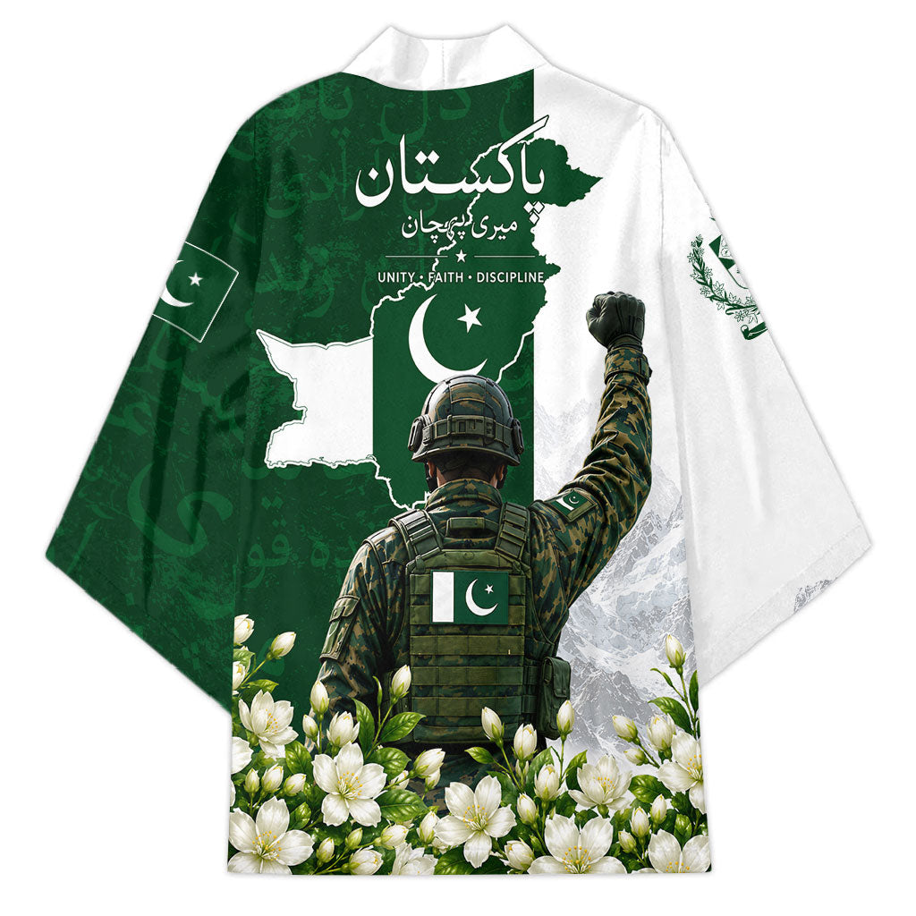 Pakistan Independence Day Kimono Patriotic Soldier Heritage Landmarks And Jasmine