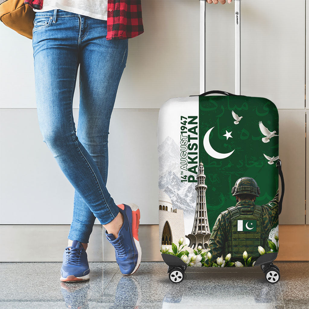 Pakistan Independence Day Luggage Cover Patriotic Soldier Heritage Landmarks And Jasmine