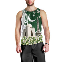 Pakistan Independence Day Men Tank Top Patriotic Soldier Heritage Landmarks And Jasmine