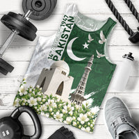 Pakistan Independence Day Men Tank Top Patriotic Soldier Heritage Landmarks And Jasmine
