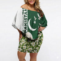 Pakistan Independence Day Off Shoulder Short Dress Patriotic Soldier Heritage Landmarks And Jasmine