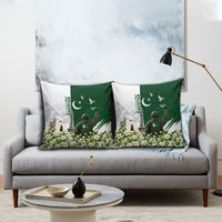 Pakistan Independence Day Pillow Cover Patriotic Soldier Heritage Landmarks And Jasmine