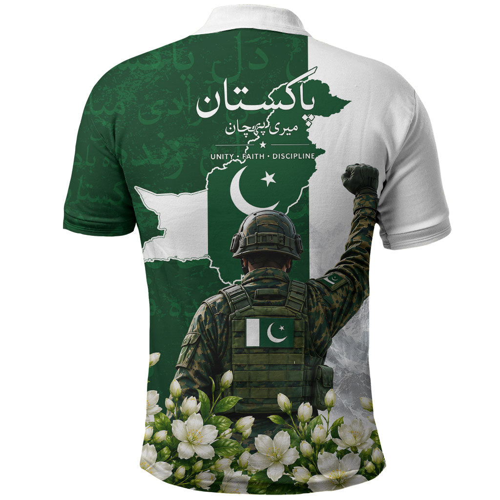 Pakistan Independence Day Polo Shirt Patriotic Soldier Heritage Landmarks And Jasmine
