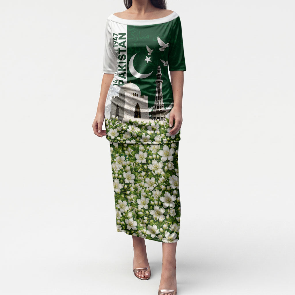 Pakistan Independence Day Puletasi Patriotic Soldier Heritage Landmarks And Jasmine