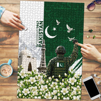 Pakistan Independence Day Puzzle Patriotic Soldier Heritage Landmarks And Jasmine