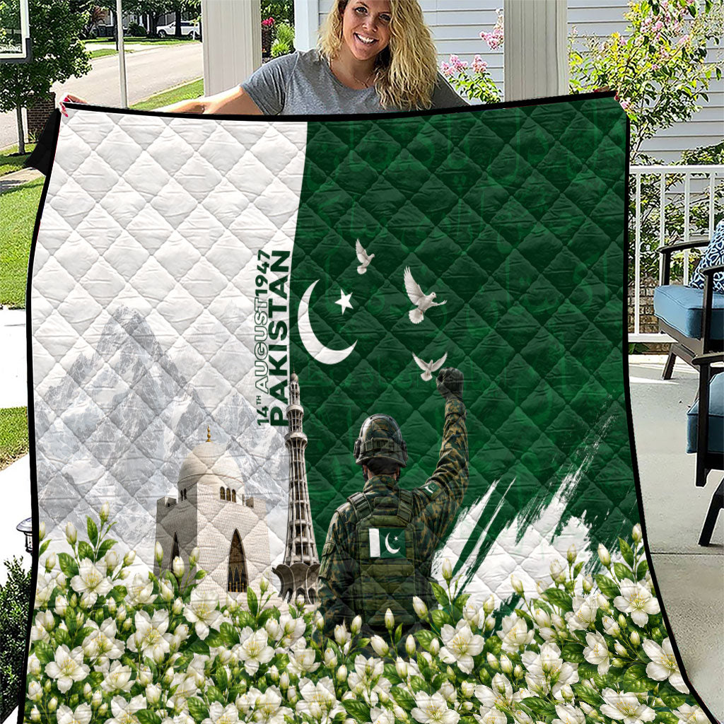 Pakistan Independence Day Quilt Patriotic Soldier Heritage Landmarks And Jasmine