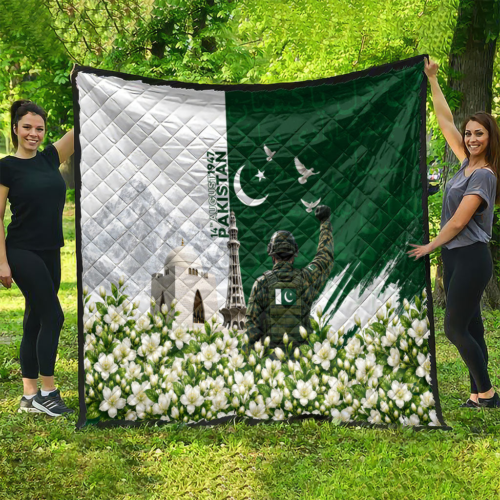 Pakistan Independence Day Quilt Patriotic Soldier Heritage Landmarks And Jasmine