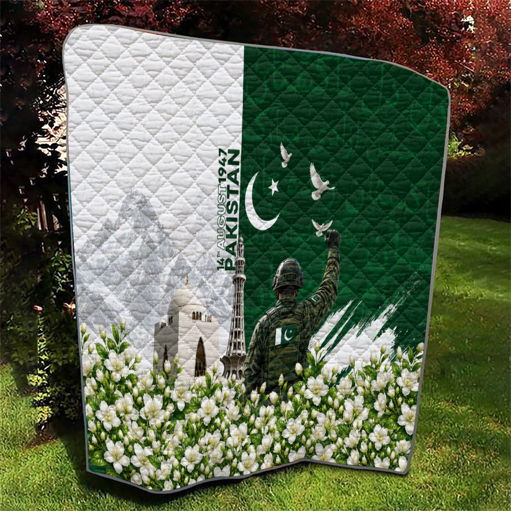 Pakistan Independence Day Quilt Patriotic Soldier Heritage Landmarks And Jasmine