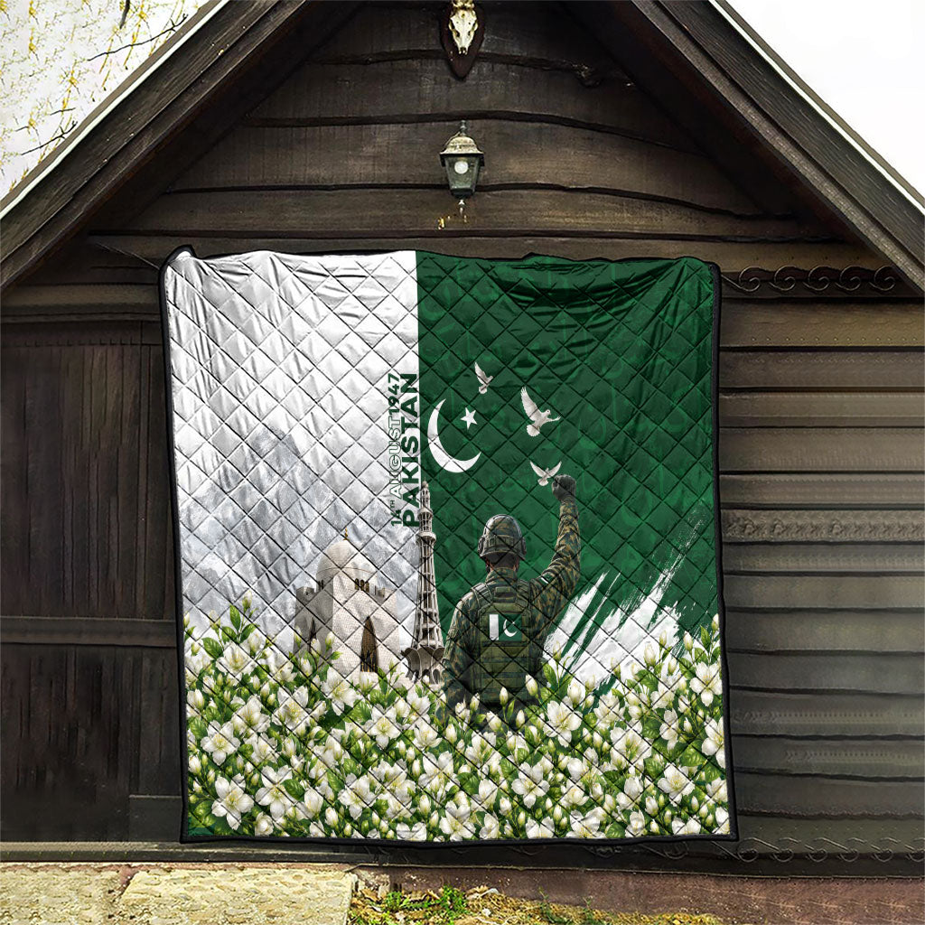 Pakistan Independence Day Quilt Patriotic Soldier Heritage Landmarks And Jasmine