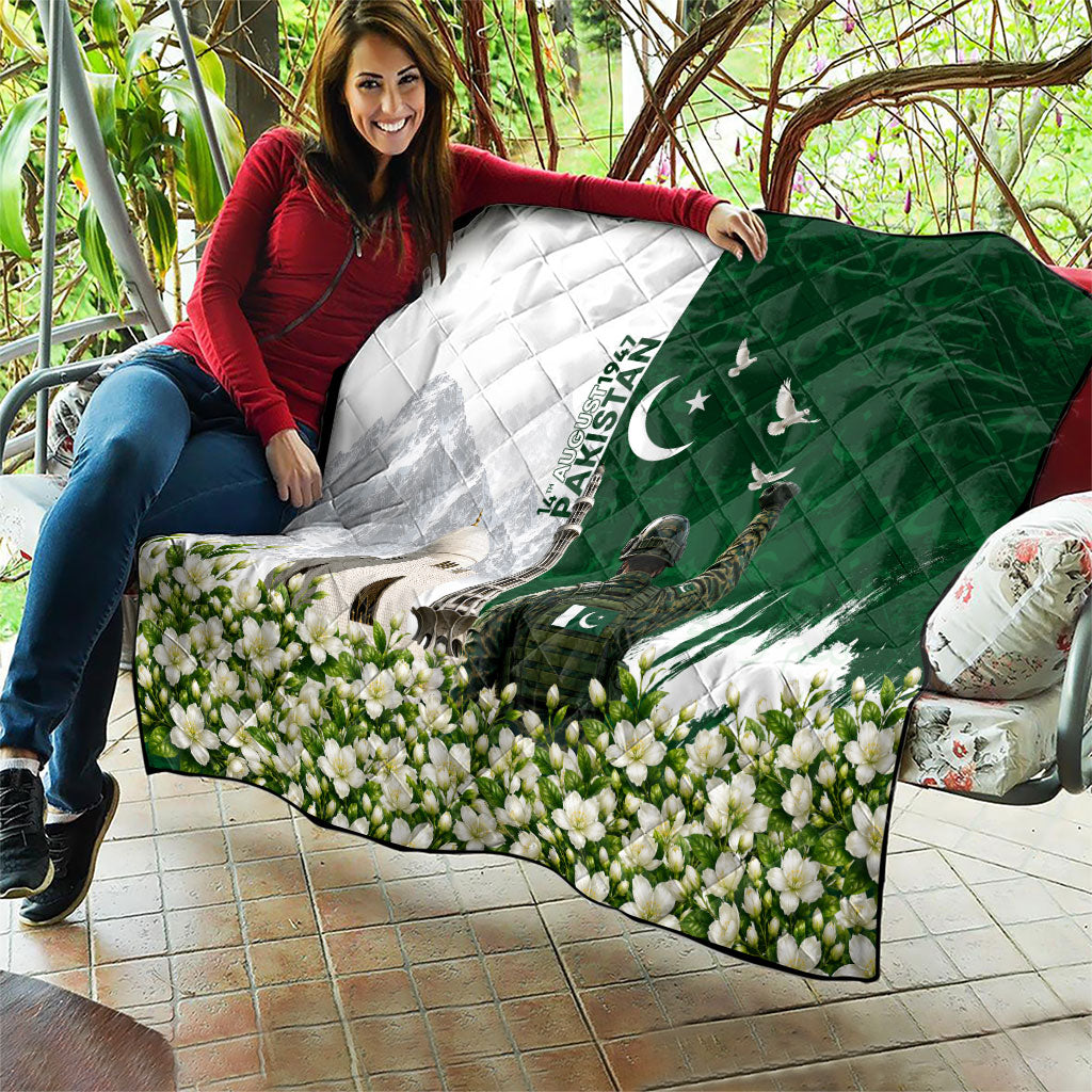 Pakistan Independence Day Quilt Patriotic Soldier Heritage Landmarks And Jasmine