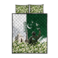 Pakistan Independence Day Quilt Bed Set Patriotic Soldier Heritage Landmarks And Jasmine