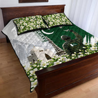Pakistan Independence Day Quilt Bed Set Patriotic Soldier Heritage Landmarks And Jasmine
