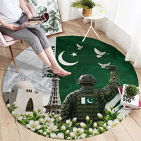 Pakistan Independence Day Round Carpet Patriotic Soldier Heritage Landmarks And Jasmine