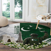 Pakistan Independence Day Round Carpet Patriotic Soldier Heritage Landmarks And Jasmine