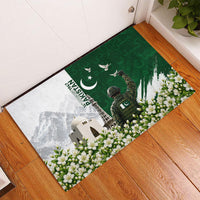 Pakistan Independence Day Rubber Doormat Patriotic Soldier Heritage Landmarks And Jasmine