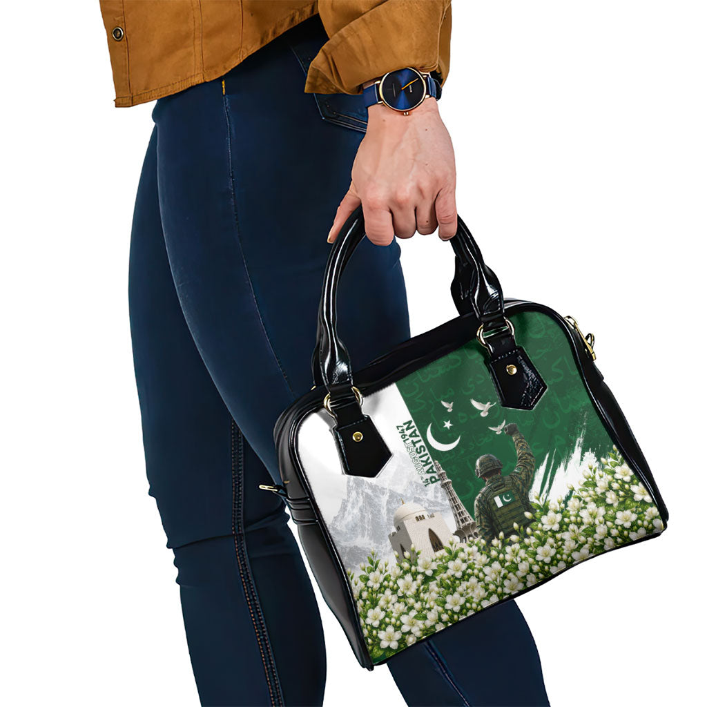 Pakistan Independence Day Shoulder Handbag Patriotic Soldier Heritage Landmarks And Jasmine