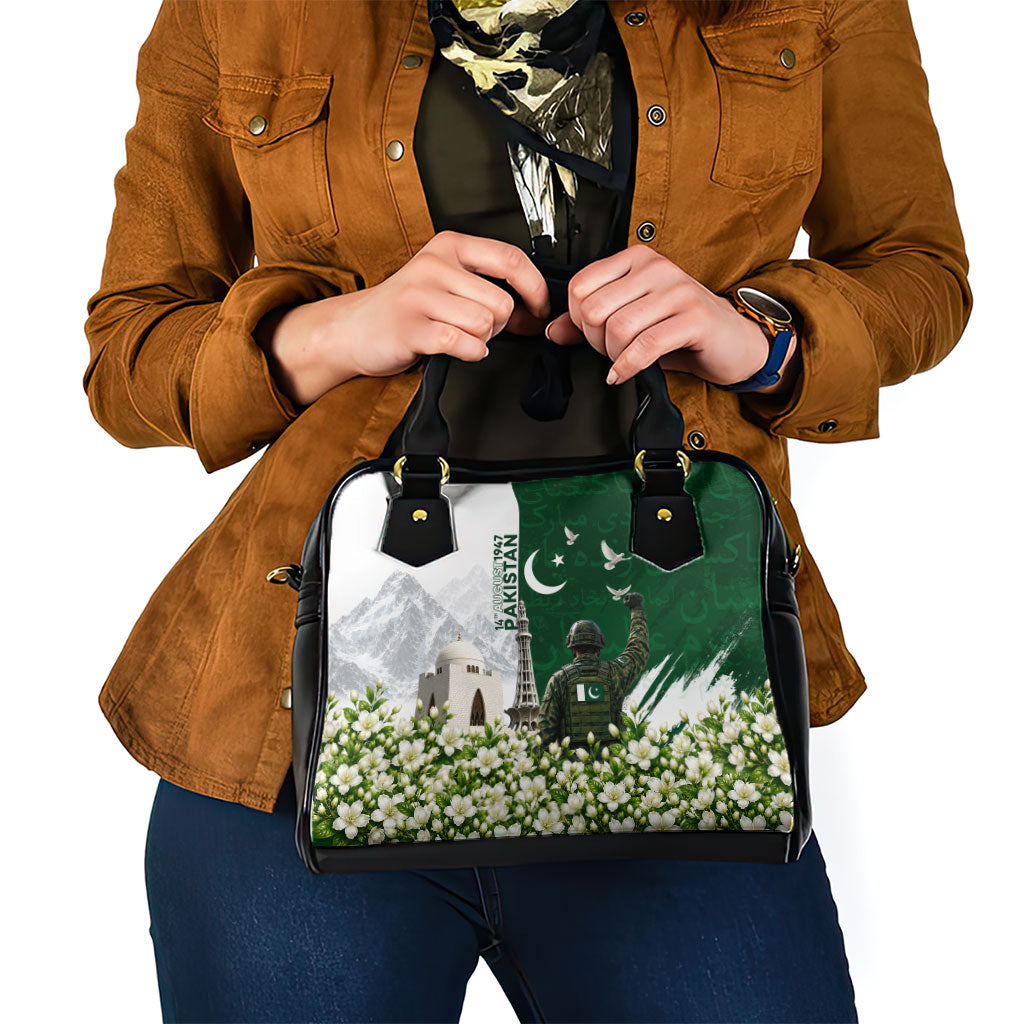 Pakistan Independence Day Shoulder Handbag Patriotic Soldier Heritage Landmarks And Jasmine
