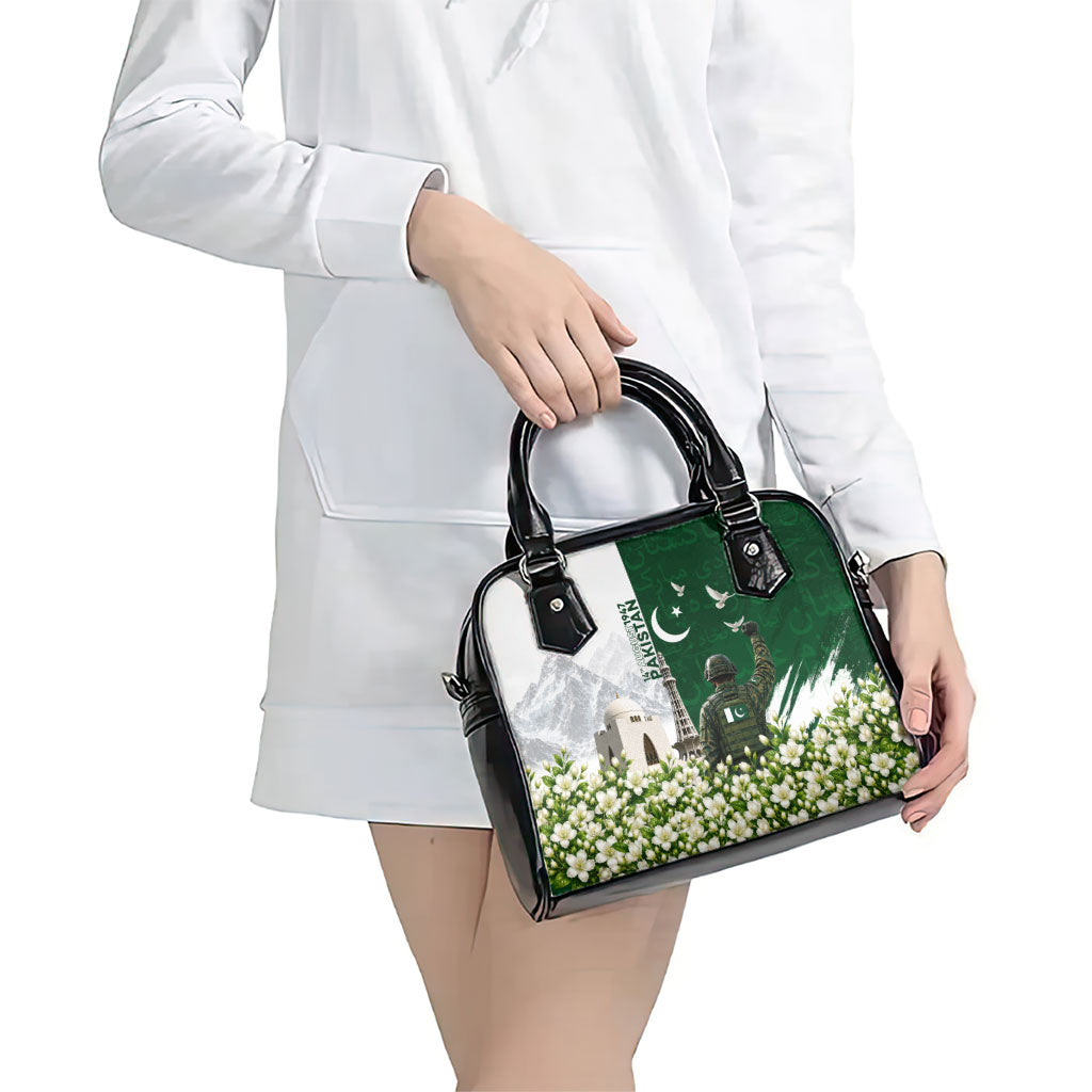 Pakistan Independence Day Shoulder Handbag Patriotic Soldier Heritage Landmarks And Jasmine