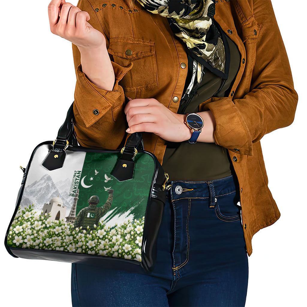 Pakistan Independence Day Shoulder Handbag Patriotic Soldier Heritage Landmarks And Jasmine
