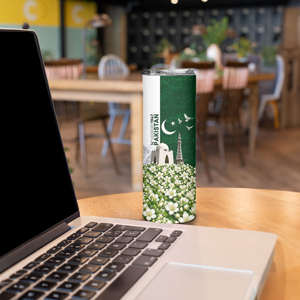 Pakistan Independence Day Skinny Tumbler Patriotic Soldier Heritage Landmarks And Jasmine